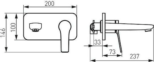 Ferro Stratos Set Mixer & Gură Îngropată pentru Lavabo 1 Ieșire Negru