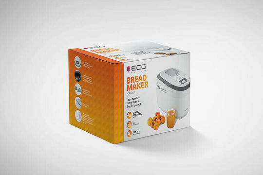 ECG PCB 82120 Bread Maker 850W with Container Capacity 1250gr and 12 Baking Programs
