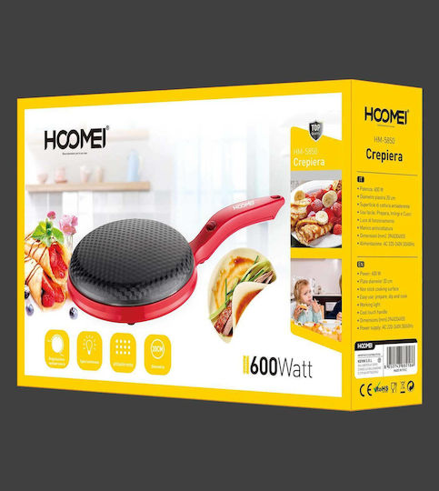 Hoomei Crepe Maker 20cm Roșu 600W
