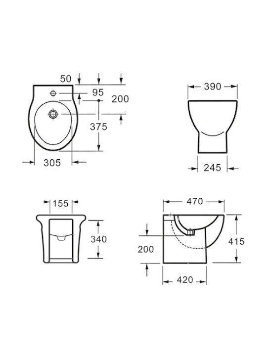 Karag Floor-Standing Bidet Paros 39x47x41.5cm MJZ-38