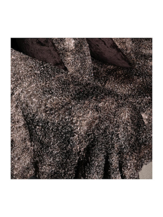 Silk Fashion Astrakan Sofa Throw Fur 180x250cm Brown