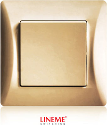 Lineme Recessed Electrical Lighting Wall Switch with Frame Basic Aller Retour Gold