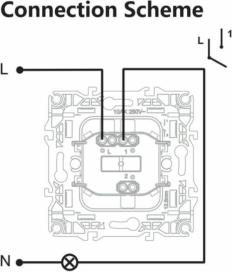 Aca Prime Recessed Wall Switch Lighting One-Way without Frame Matte Aluminium