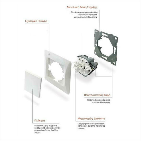 Lineme Recessed Wall Switch Lighting Two-Way with Frame Silver