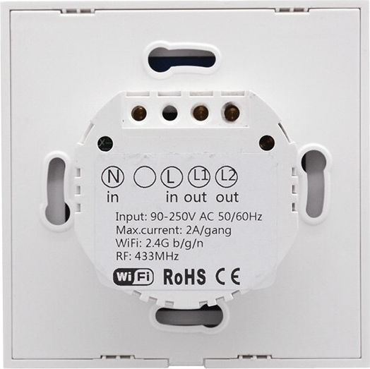 Sonoff TX T2 Επιτοίχιος Διακόπτης Τοίχου Αφής Wi-Fi Τριπλός με Πλαίσιο Λευκός