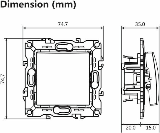 Aca Prime Recessed Wall Switch Lighting One-Way without Frame Medium Aller Retour White