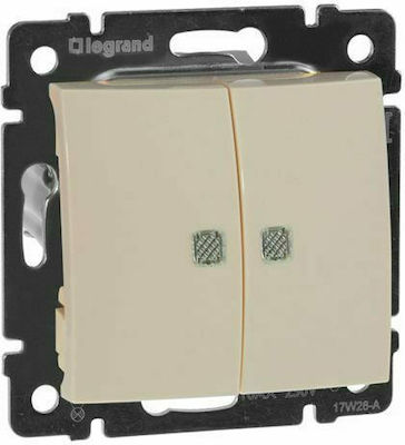 Legrand Valena 13 Recessed Electrical Lighting Wall Switch no Frame Basic Illuminated Ivory 774113