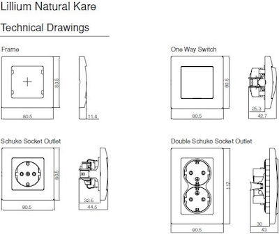 Makel Lillium Recessed Electrical Lighting Wall Switch with Frame Basic White 32001101