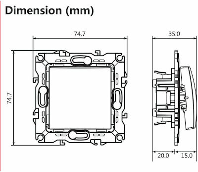 Aca Prime Recessed Electrical Lighting Wall Switch no Frame Basic Aller Retour Matte Champagne