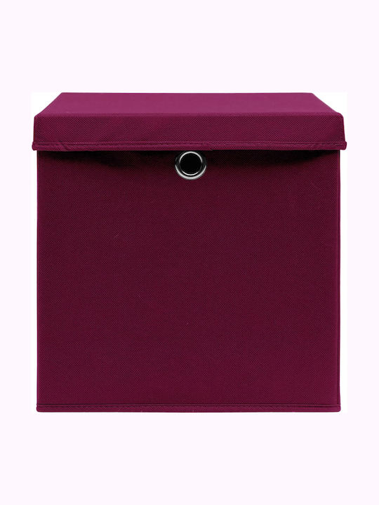 vidaXL Fabric Storage Box with Lid Dark Red 32x32x32cm 4pcs