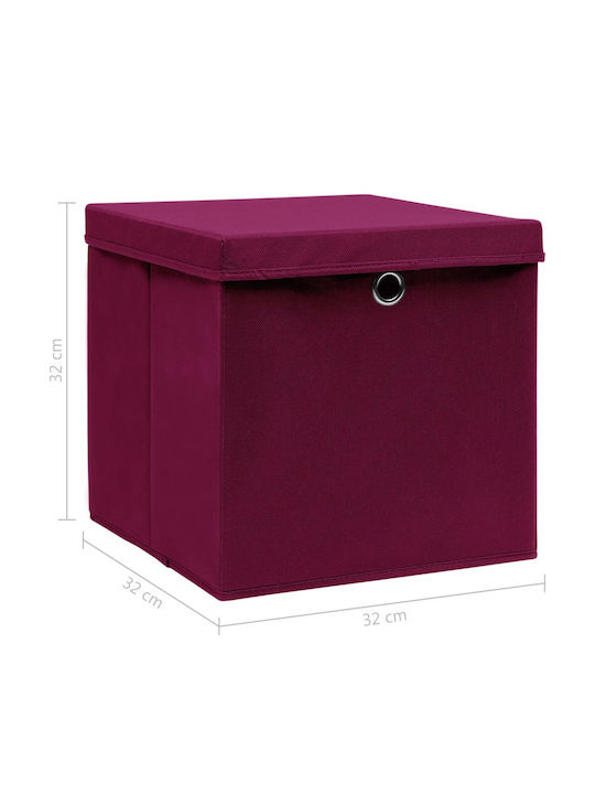 vidaXL Stoff Aufbewahrungsbox mit Deckel Rote 32x32x32cm 10 Stück