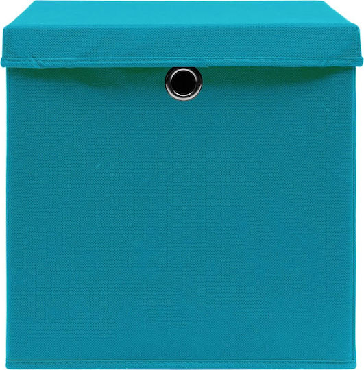 vidaXL Текстил Кутия за съхранение с капак Син 32x32x32см 10бр
