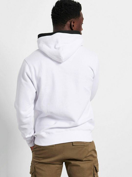 Funky Buddha Men's Sweatshirt with Hood and Pockets White