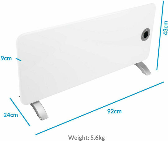 Thermoval T 19 Konvektorheizung Wand 2000W mit elektronischem Thermostat und WiFi 92x38cm Weiß