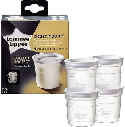 Tommee Tippee Closer To Nature Δοχεία Αποθήκευσης Μητρικού Γάλακτος 60ml 4τμχ
