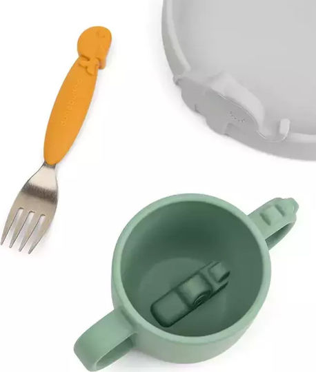 Done by Deer Feeding Set Peekaboo Deer Friends made of Silicone with Non-Slip Base Gray 3pcs