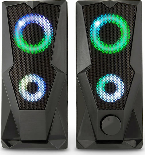 Yenkee YSP 2003RGB Difuzoare de Calculator 2.0 cu Iluminare RGB și Putere 6W în Negru Culoare