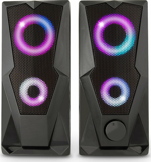 Yenkee YSP 2003RGB Difuzoare de Calculator 2.0 cu Iluminare RGB și Putere 6W în Negru Culoare