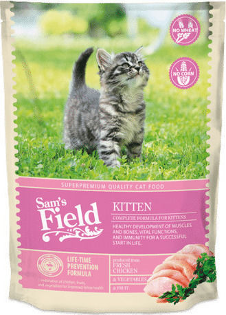Sam's Field Kitten Суха Храна без Зърнени за Млади Котки с Пилешко 2.5кг