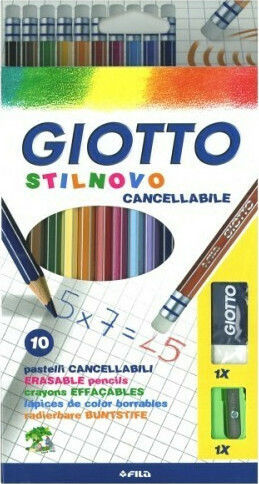 Giotto Stilnovo Erasable Colored Pencils Colored Pencil Set with Eraser & Sharpener Package of 1 packages
