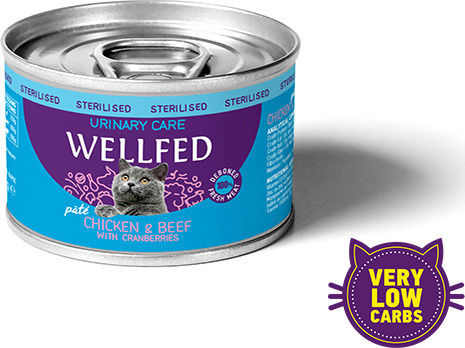 Wellfed Sterilised Urinary Care Υγρή Τροφή για Ενήλικες Γάτες σε Κονσέρβα με Κοτόπουλο και Μοσχάρι χωρίς Σιτηρά 200gr