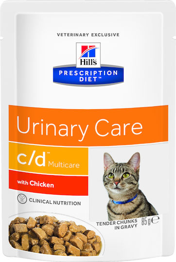 Hill's Prescription Diet Urinary Care c/d Multicare Hrană Umedă pentru Pisici Adulte în Pliculeț cu Pui Dietetică 85gr