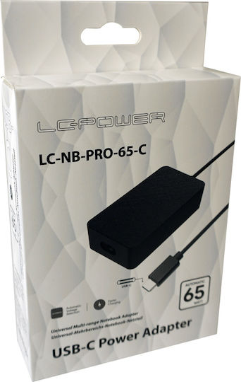 LC-Power USB-C Universal Φορτιστής Laptop 65W 20V 3.25A χωρίς Καλώδιο Τροφοδοσίας