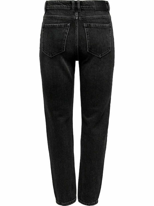 High Waist Women's Jean Trousers in Mom Fit Black