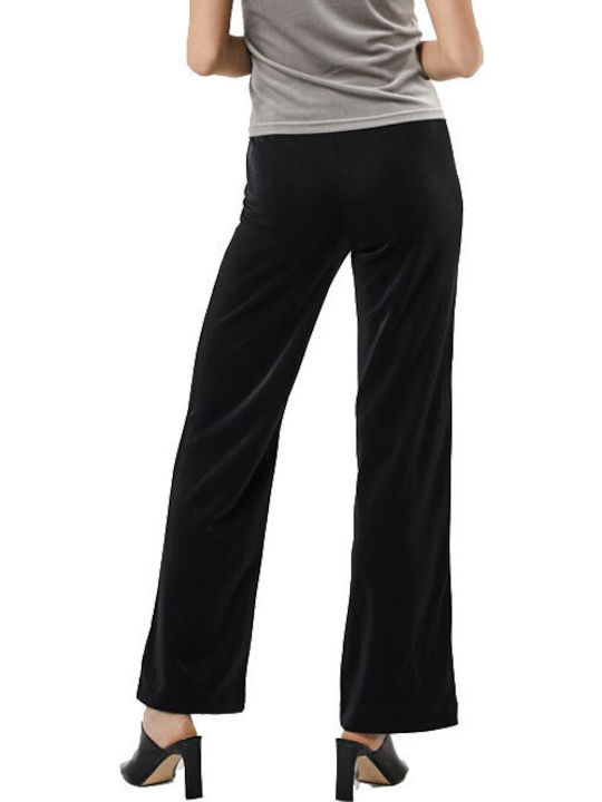 Vero Moda Women's High-waisted Fabric Trousers with Elastic in Straight Line Black