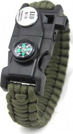 Survival Bracelet With Whistle And Green Sparkler