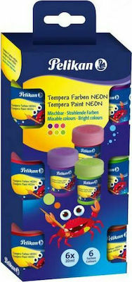 Pelikan Tempera Paint Neon Tempera Colour Paint Jar 20ml Multicolour 6pcs