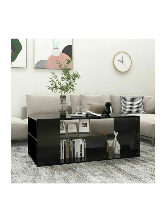 Rectangular Coffee Table Wooden Black Velvet-Black Metal L100xW50xH40cm.