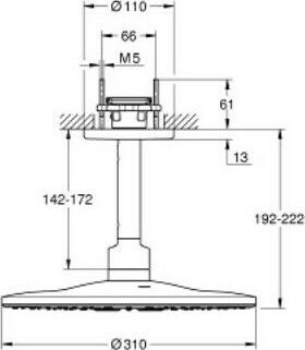 Grohe Rainshower Smartactive 310 Cap Rotund De Duș 31cm Cu Braț 19.2cm Brushed Warm Sunset