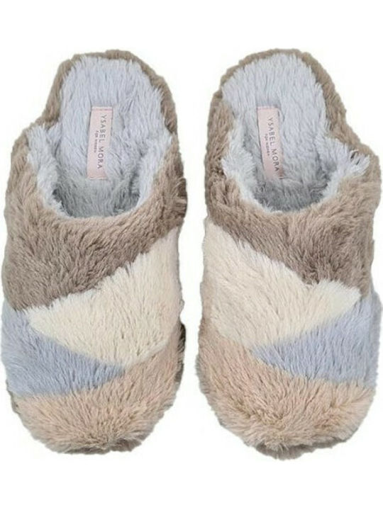 Winter Women's Slippers with Fur Beige