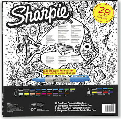 Sharpie Fine Ανεξίτηλοι Μαρκαδόροι 1mm Πολύχρωμοι 28τμχ