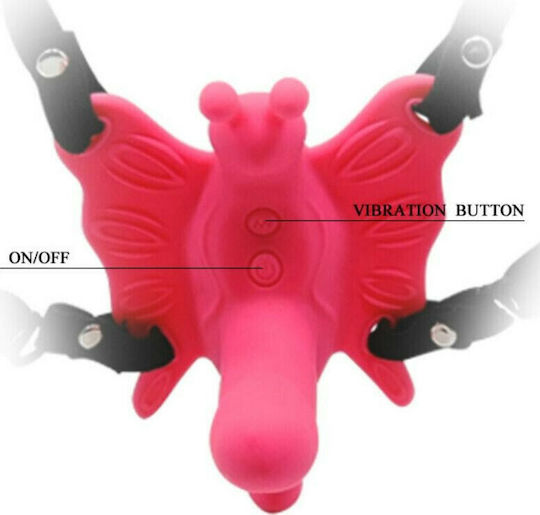 Baile Ultra Passionate Butterfly Harness With Remote Control Vibrator für Paare mit Fernbedienung 11cm Rosa