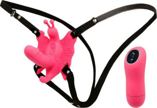 Baile Ultra Passionate Butterfly Harness With Remote Control Vibrator for Couples with Remote Control 11cm Pink