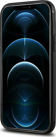 iCarer Oil Wax Umschlag Rückseite Leder Schwarz (iPhone 12 Pro Max)