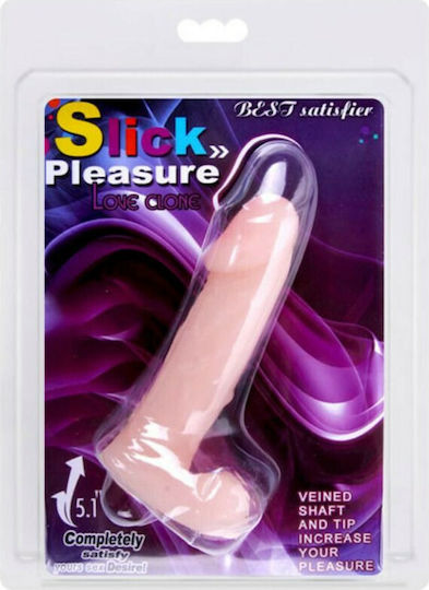 Baile Slick Pleasure Realistic Dildo Реалистично дилдо с тестиси Телесен 11см