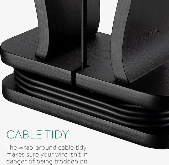 Navaris Omega Desktop Headphone Stand Black Oak