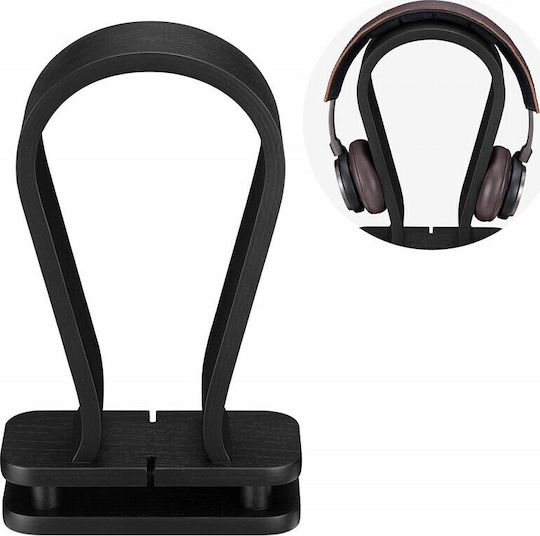 Navaris Omega Desktop Headphone Stand Black Oak