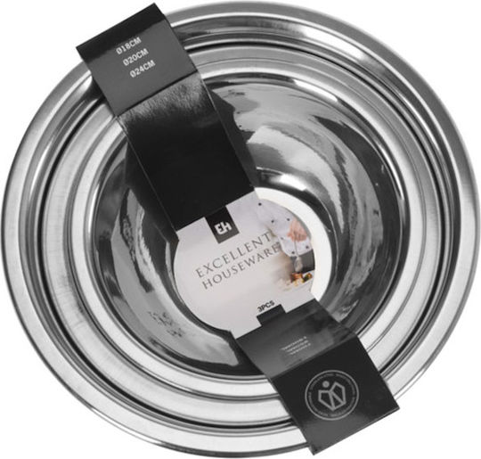 Click Stainless Steel Mixing Bowl with Diameter 24cm and Height 24cm. 3pcs