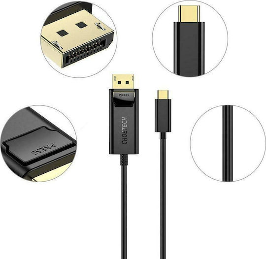 Choetech XCP-1801 USB 2.0 Video Cable USB-C male - DisplayPort Μαύρο 1.8m XCP1801