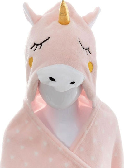 Κουβέρτα Fleece Unicorn Ροζ 107x137εκ.