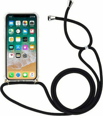 Forcell Cord Back Cover Silicone 1mm with Strap Transparent / Black (iPhone 11 Pro)