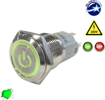 GloboStar On-Off switch Pushbutton with Lighting Green 1pcs