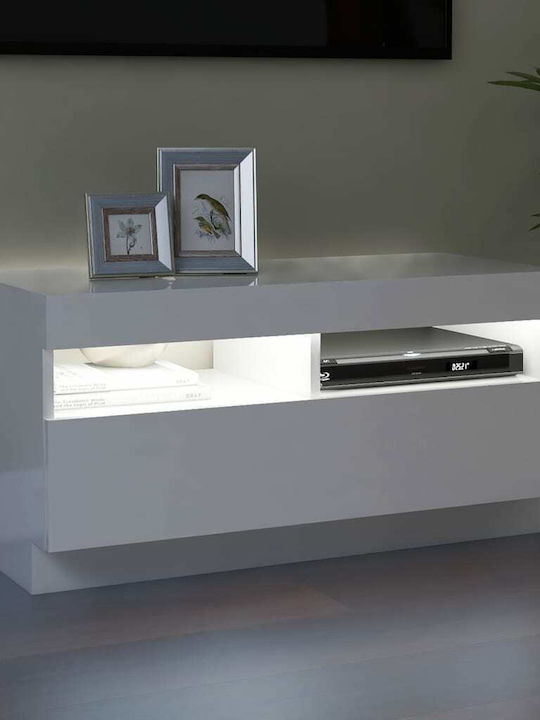 TV Stand with LED Lighting White L80xD35xH40cm