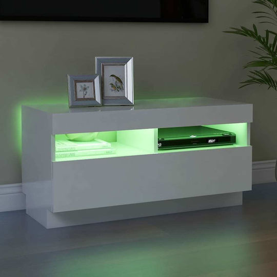 Stand TV Cu Iluminare LED Alb L80xA35xÎ40cm