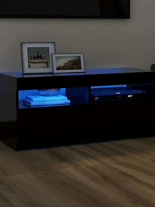 Έπιπλο TV din lemn cu Iluminare LED Μαύρο M90xΠ35xΥ40cm