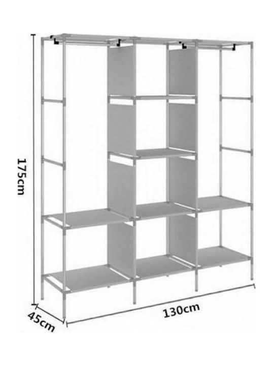 Bormann BPC1500 Fabric Wardrobe with Zipper and Shelves in Gray Color 130x45x175cm